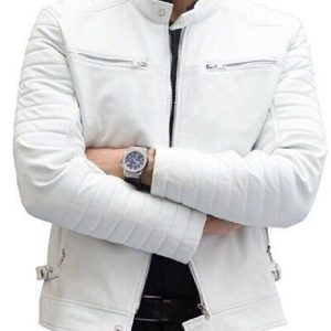 Men’s White Biker Jacket