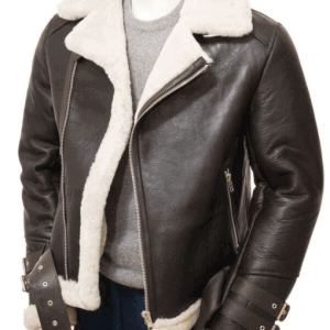 Brown Leather Shearling Jacket Mens
