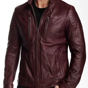 Maroon Leather Jacket Oliver Arrow