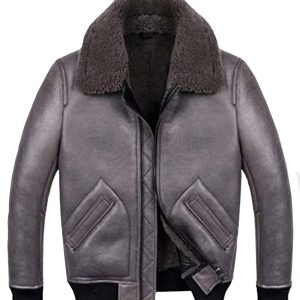 Men’s Sheepskin Black Leather Shearling Jacket