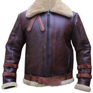 Mens Brown Leather Aviator Jacket