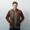 Brown Cafe Racer Leather Jacket 2 Gemini Generated Image he7s34he7s34he7s