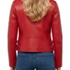 Red Leather Motorcycle Jacket Women's 1 Slim Fit Zip Up Motorcycle Red Leather Jacket Back