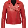 Red Leather Motorcycle Jacket Women's 2 Slim Fit Zip Up Red Leather Motorcycle Jacket Front 510x619 1
