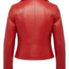 Red Leather Motorcycle Jacket Women's 3 slim Fit Zip Up Red Leather Motorcycle Jacket Back 510x619 1