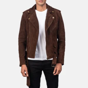 Men's Brown Suede Biker Jacket