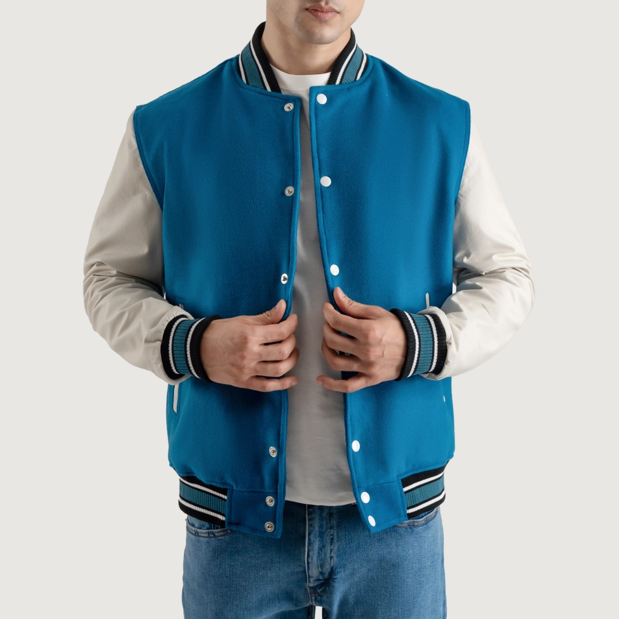 Deep-Mid-Sky-Blue-and-White-Varsity-Letterman-Jacket-3 Deep Mid Sky Blue and White Varsity Letterman Jacket 3