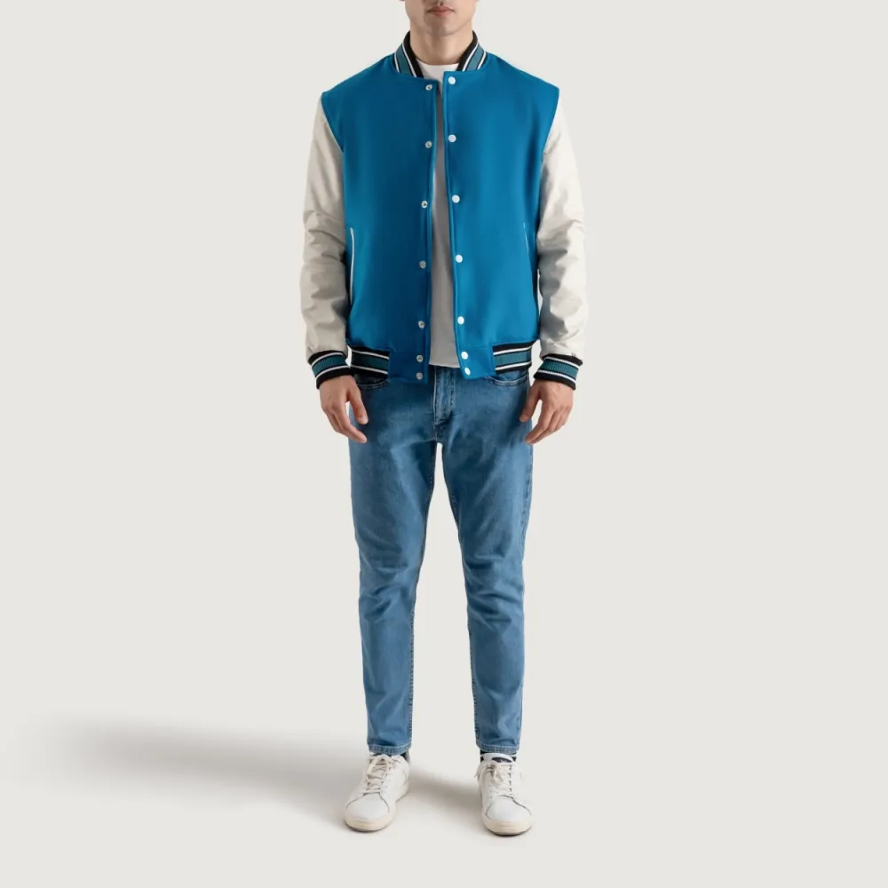 Deep-Mid-Sky-Blue-and-White-Varsity-Letterman-Jacket-4 Deep Mid Sky Blue and White Varsity Letterman Jacket 4