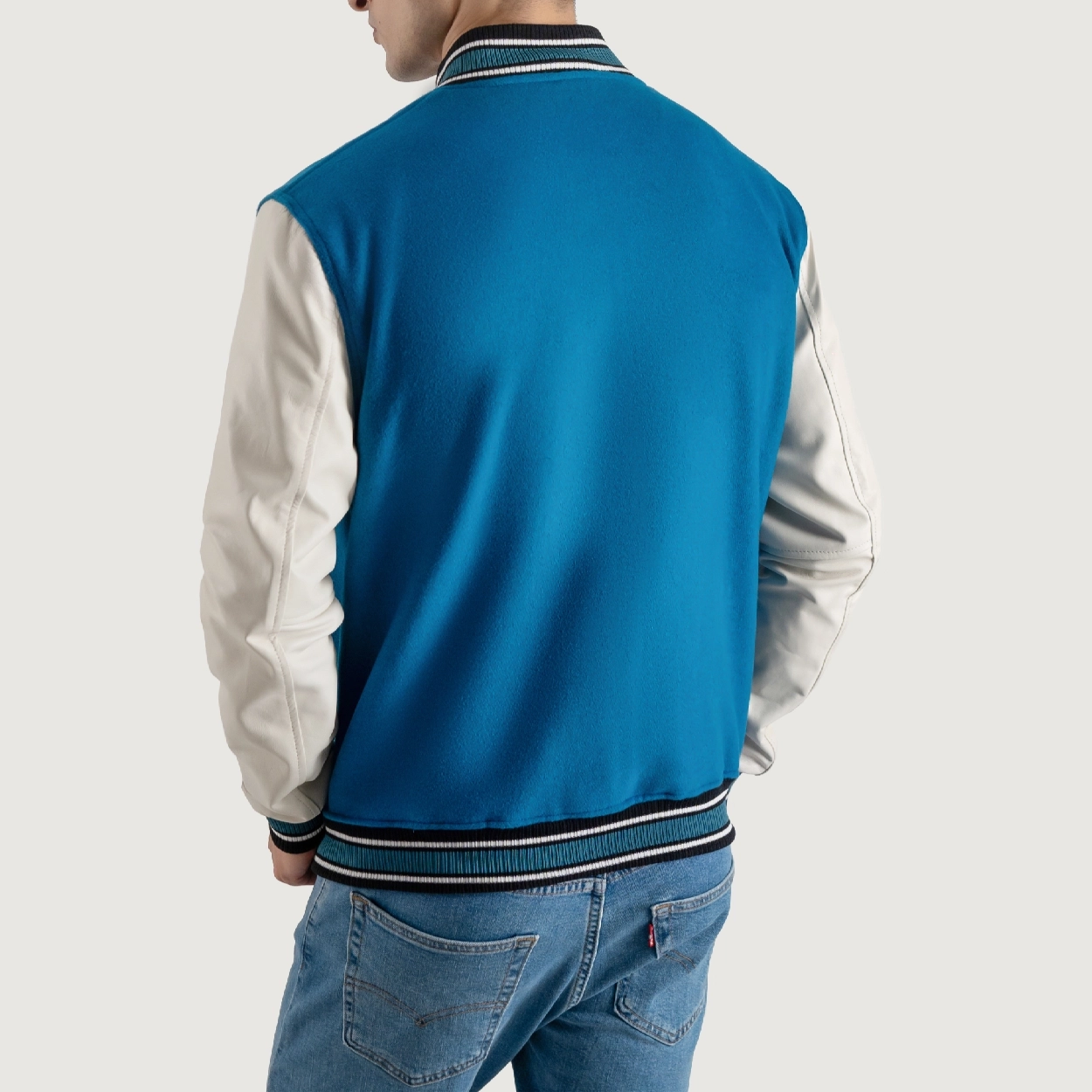 Deep-Mid-Sky-Blue-and-White-Varsity-Letterman-Jacket Deep Mid Sky Blue and White Varsity Letterman Jacket