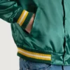 Forest Green Satin Letterman Jacket with Yellow Stripes 3 Forest Green Satin Jacket with Yellow Stripes 6