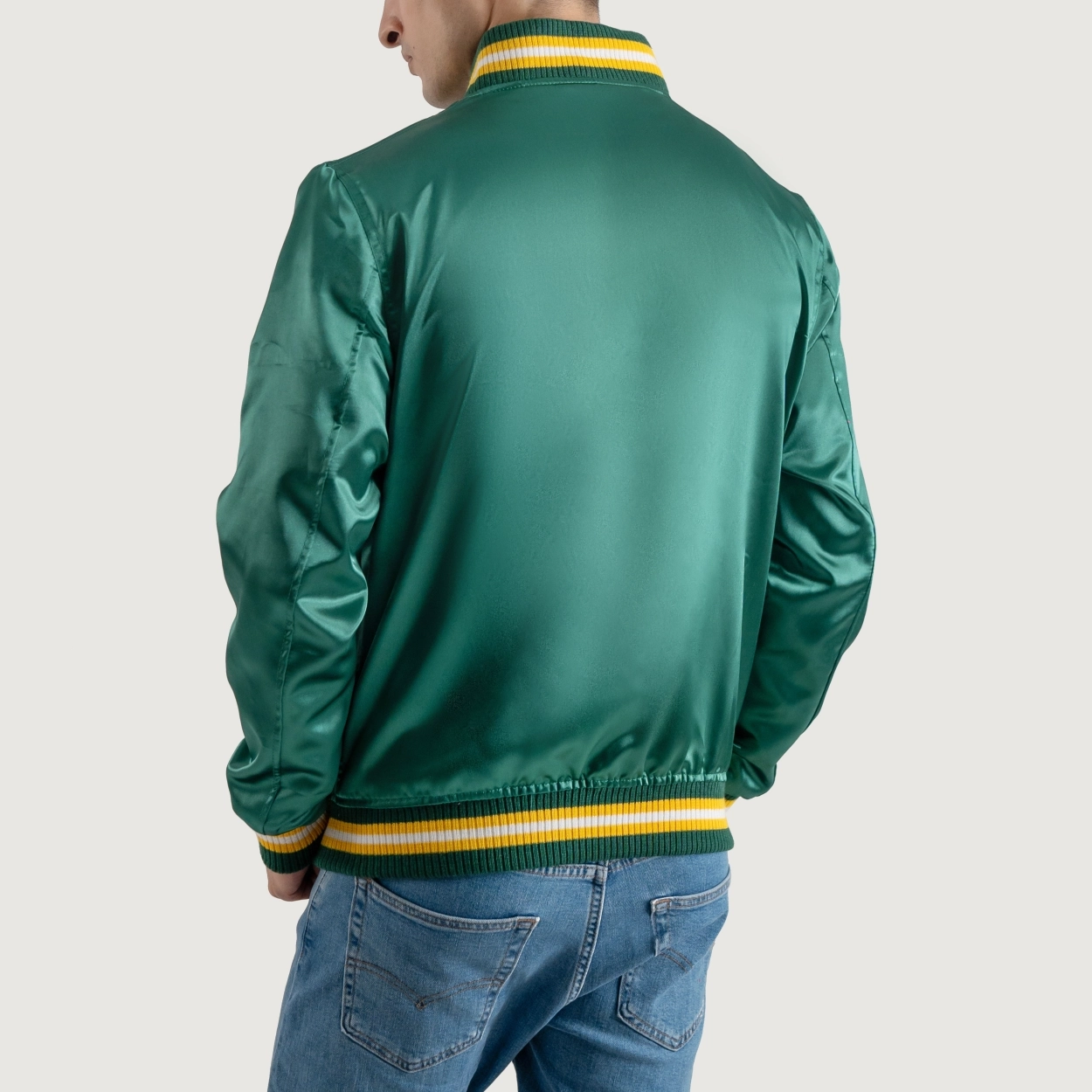 Forest-Green-Satin-Jacket-with-Yellow-Stripes-8 Forest Green Satin Jacket with Yellow Stripes 8