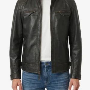 Men's Distressed Brown Leather Jacket