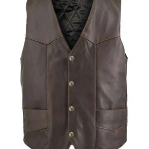 Men’s Brown Classic Biker Vest