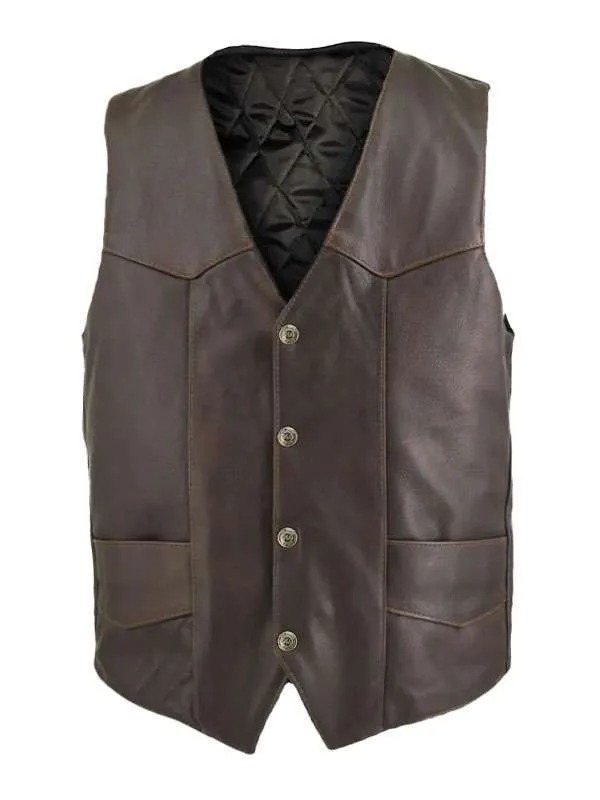 Mens-Brown-Classic-Biker-Vest Mens Brown Classic Biker Vest