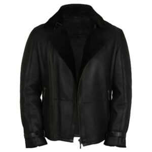 Men’s Aviator Black Shearling Leather Flying Jacket