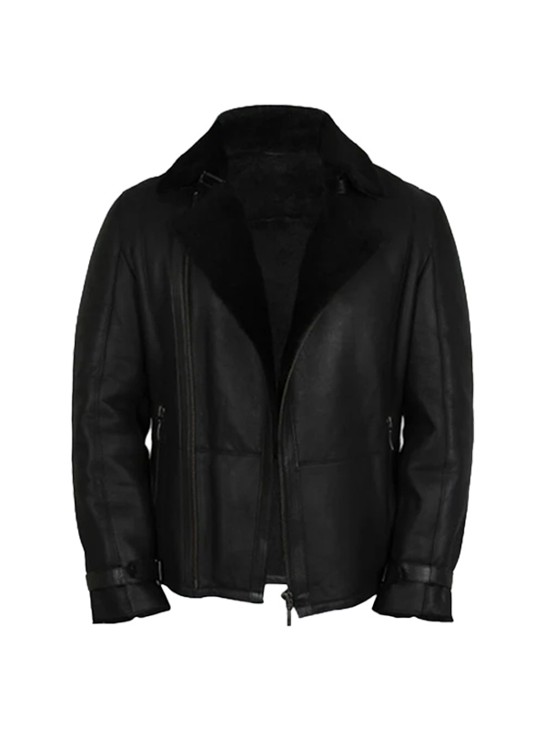 Mens-Luxury-Double-Aviator-Black-Real-Shearling-Sheepskin-Leather-Flying-Jacket Mens Luxury Double Aviator Black Real Shearling Sheepskin Leather Flying Jacket