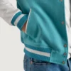 Teal Aqua and White Varsity Letterman Jacket 3 Navy Blue and White Varsity Letterman Jacket 6