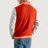 Orange and White Varsity Letterman Jacket 3 Orange and White Varsity Letterman Jacket 2