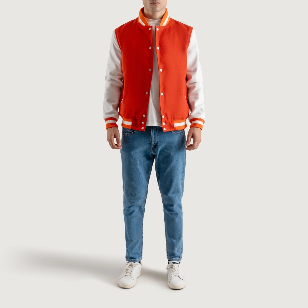 Orange-and-White-Varsity-Letterman-Jacket-3 Orange and White Varsity Letterman Jacket 3