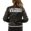 Las Vegas Raiders black satin varsity jacket 2 black satin varsity