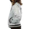 Las Vegas Raiders grey satin varsity jacket 4 grey 2