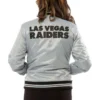 Las Vegas Raiders grey satin varsity jacket 2 grey 4