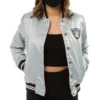 Las Vegas Raiders grey satin varsity jacket 1 grey 5