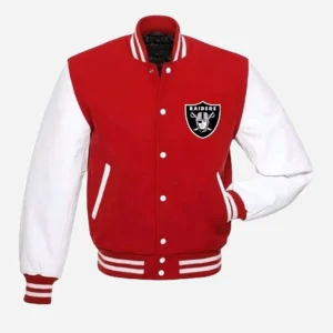 Las Vegas Raiders red white letterman jacket