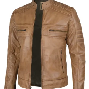 Men's Brown Cafe Racer Leather Jacket